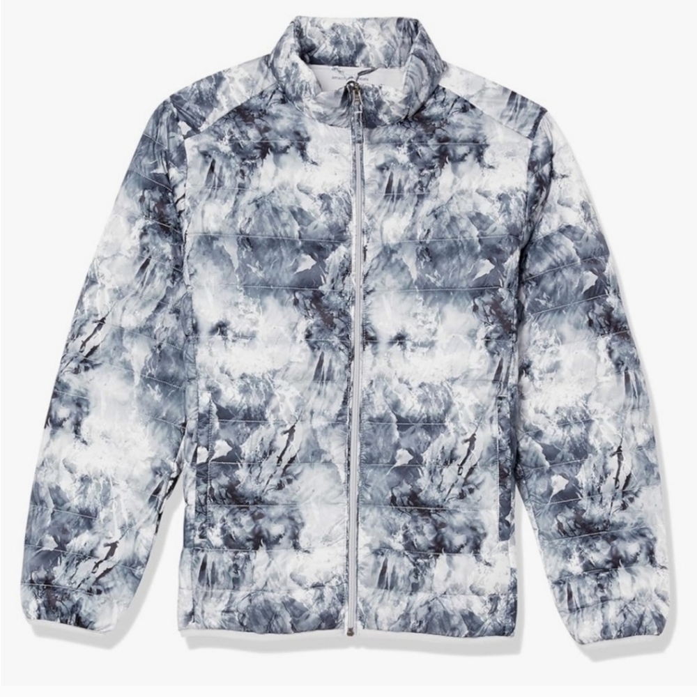 Marble Print Puffer Jacket men Med